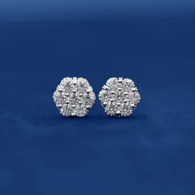 10k White Gold Clustered Moissinite Earrings