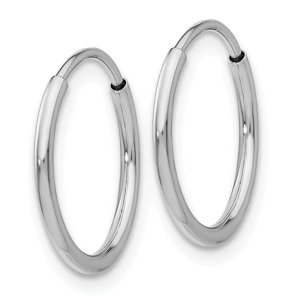 1.2mm x 14mm 14k White Gold Polished Endless Tube Hoop Earrings