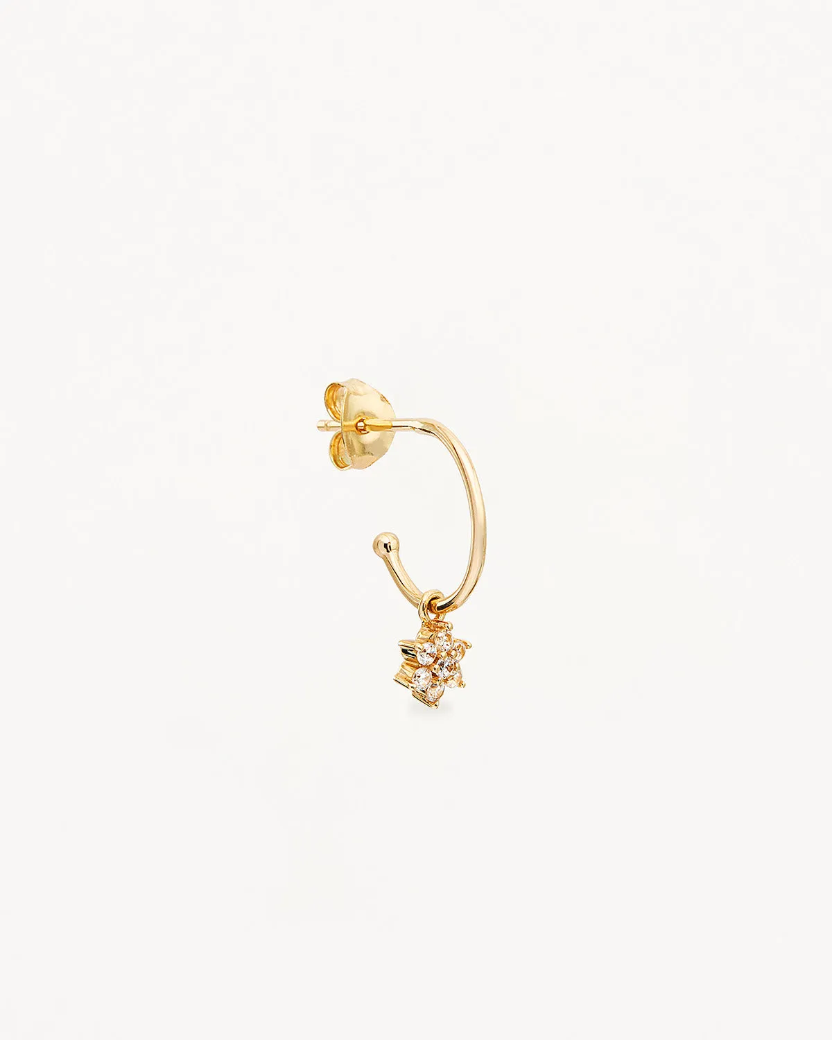 14k Solid Gold Crystal Lotus Flower Hoop