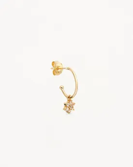 14k Solid Gold Crystal Lotus Flower Hoop