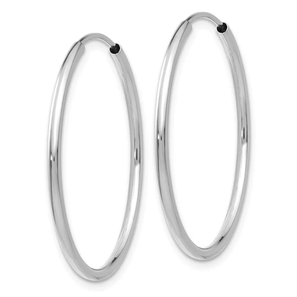 1.5mm, 14k White Gold Endless Hoop Earrings, 26mm (1 Inch)