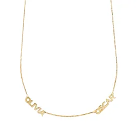 18K Gold Vermeil Double Name Necklace with Classic Box Chain