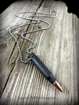 223, M4, AR15 Gray Steel Bullet Necklace, Drilled, 556