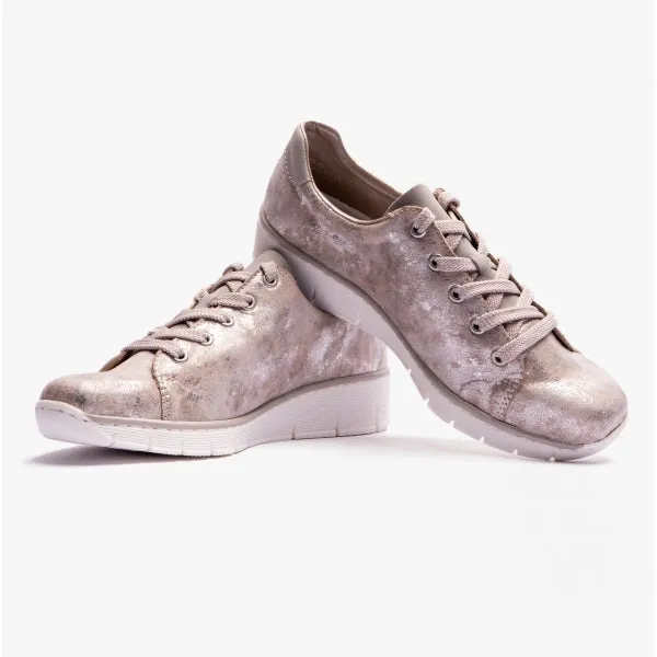 53715-90 Ladies Wedge Trainers Metallic Cement