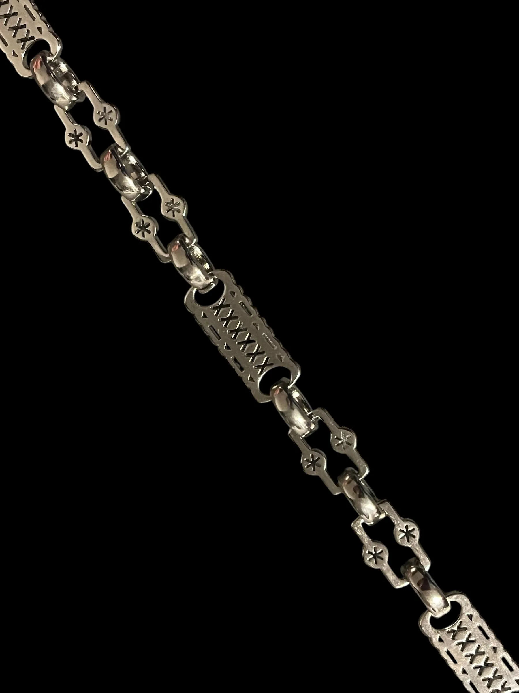 9mm Silver Filled Stars and Bars T-Bar Chain 20 Inches