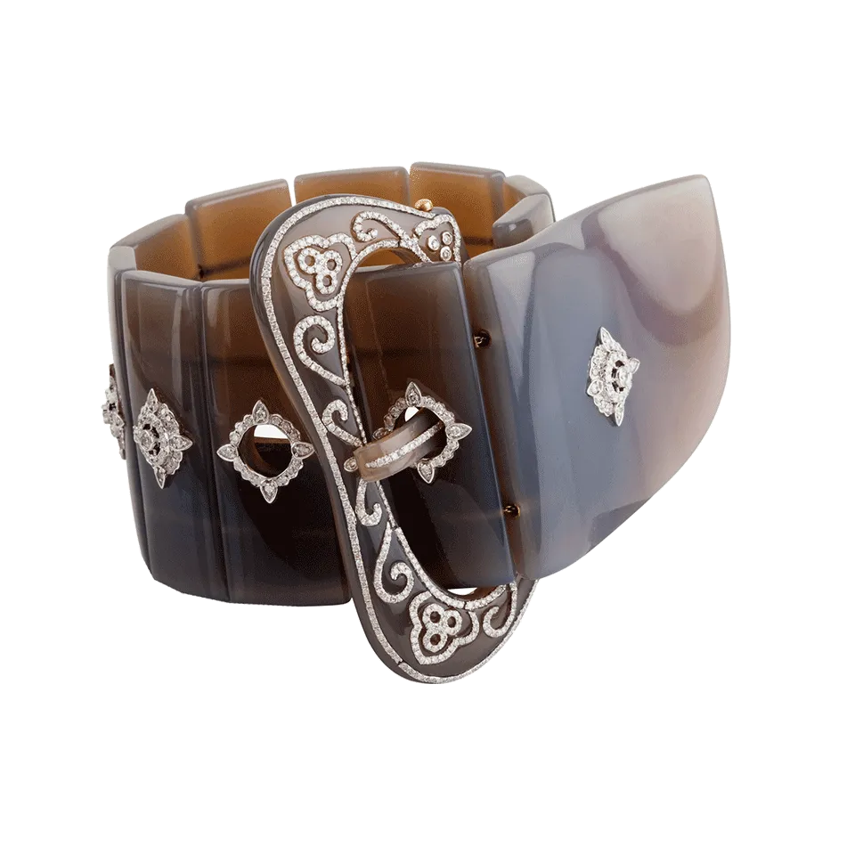 Agate and Diamond Buckle Cuff