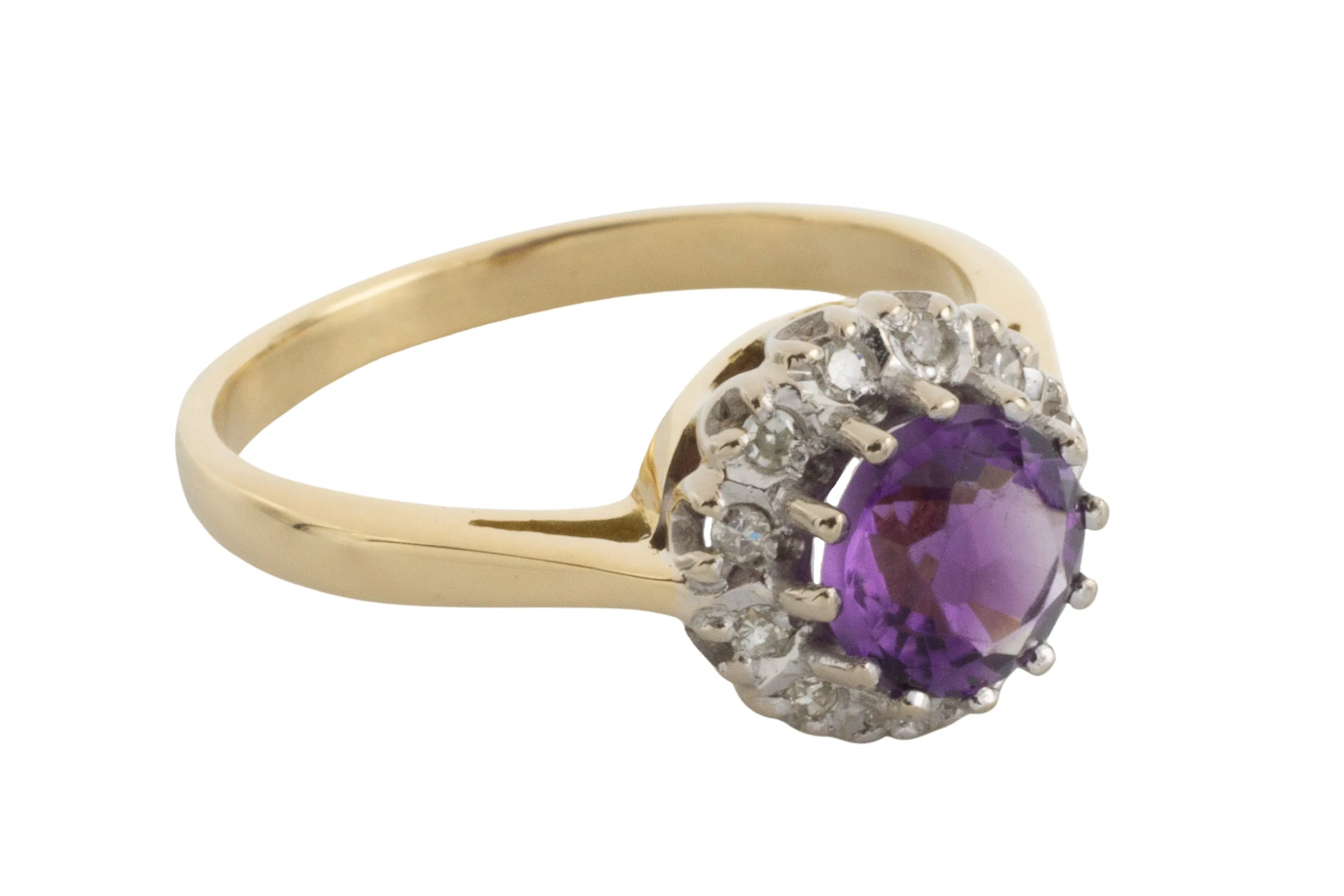 Amethyst and diamond ring in 18 carat gold