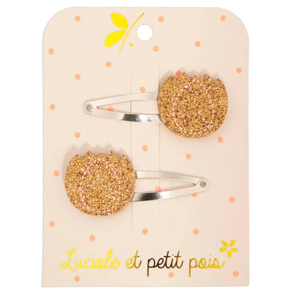 Barrettes tulipes bronze (paire)