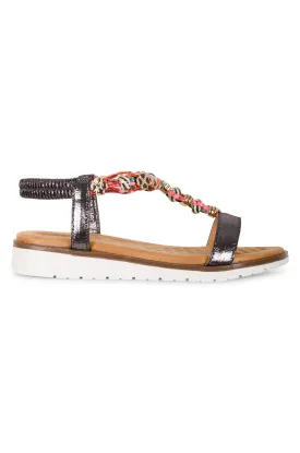 Bead detail T bar Sandal | PEWTER | TEMPO AB