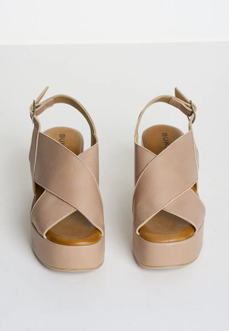 Bianca Nude Leather Platform Sandals