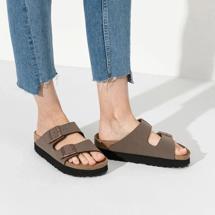 Birkenstock Arizona Platform Vegan Mocca Birkibuc Women's Narrow