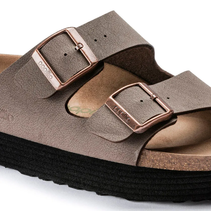 Birkenstock Arizona Platform Vegan Mocca Birkibuc Women's Narrow