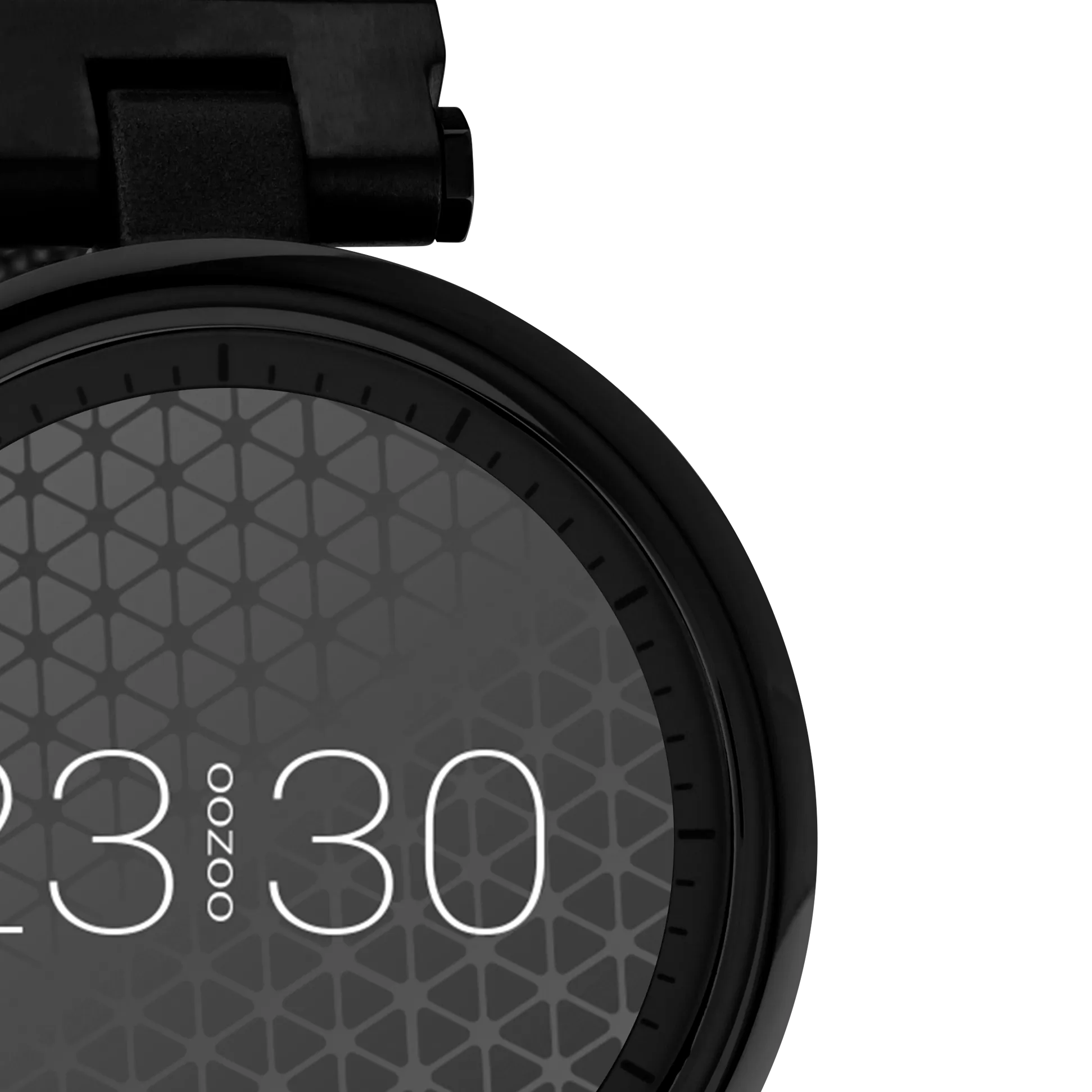 Black OOZOO smartwatch with black metal mesh bracelet - Q00411