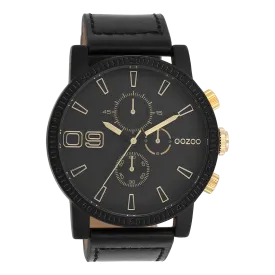 Black OOZOO watch with black leather strap - C11212