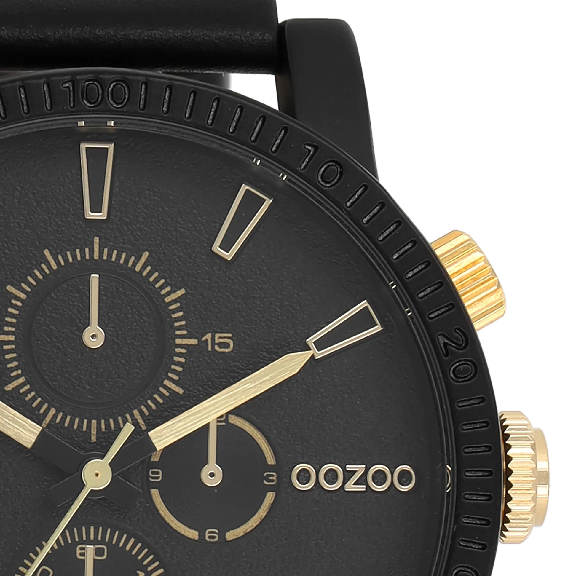 Black OOZOO watch with black leather strap - C11212