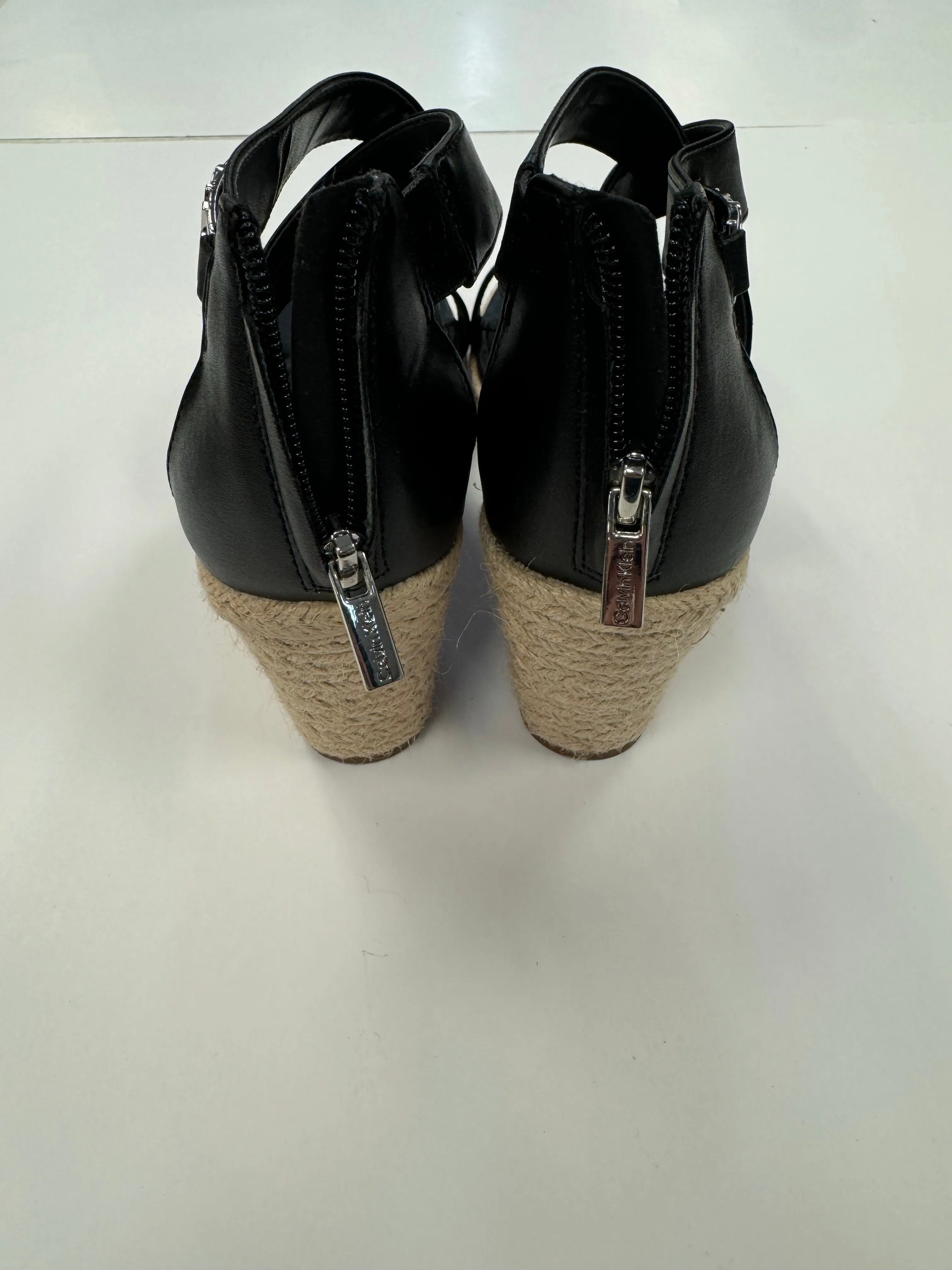 Black Sandals Heels Wedge Calvin Klein, Size 7.5