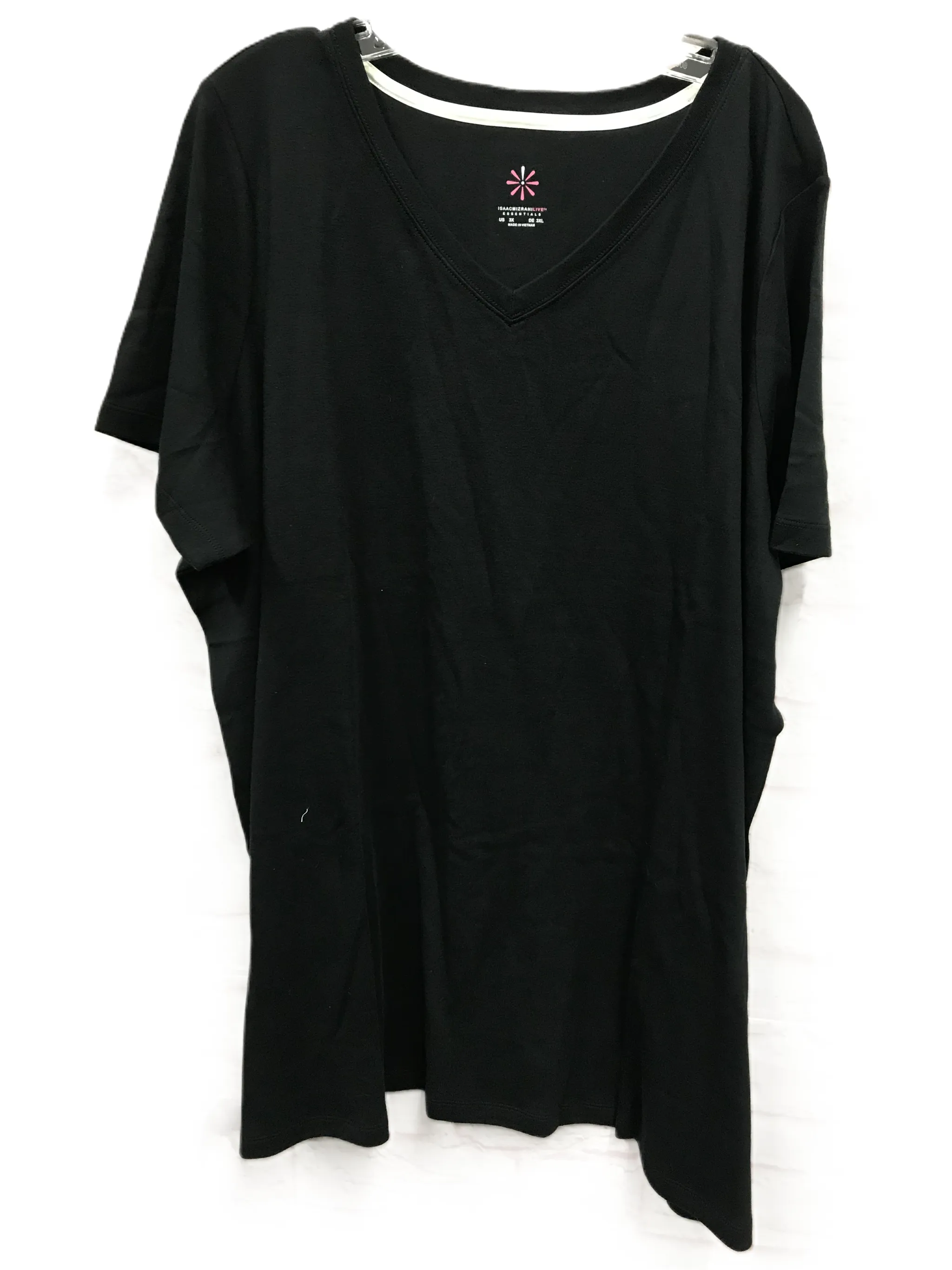 Black Top Short Sleeve Basic By Isaac Mizrahi Live Qvc, Size: 3x