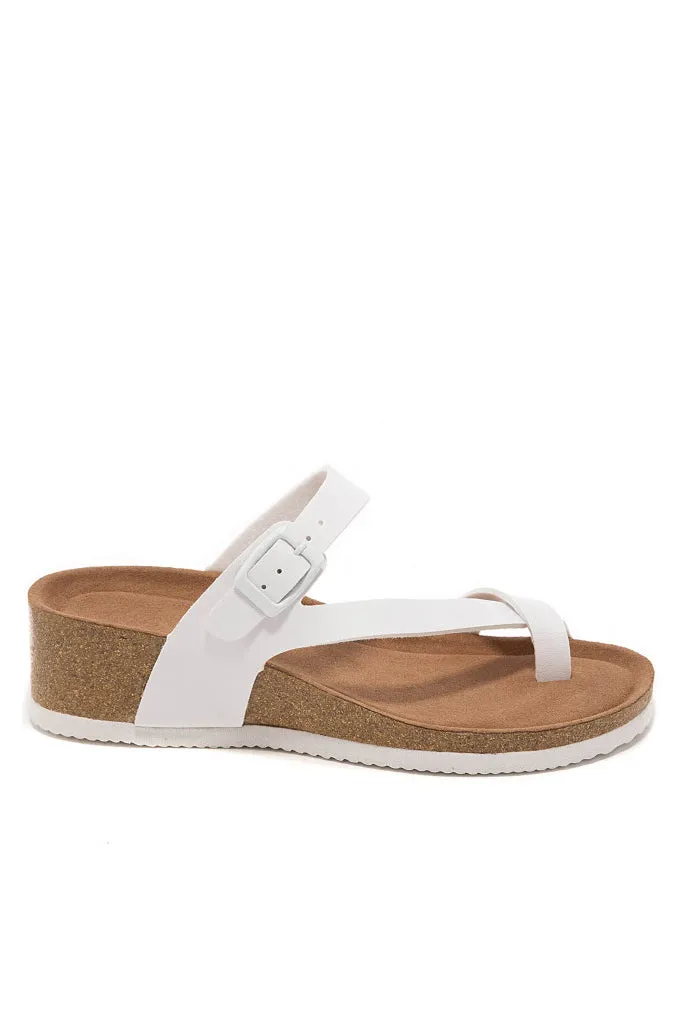 Carly White Toe Loop Sandals