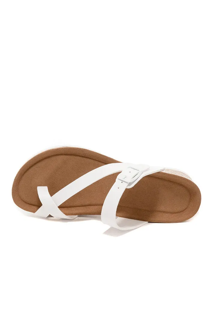 Carly White Toe Loop Sandals