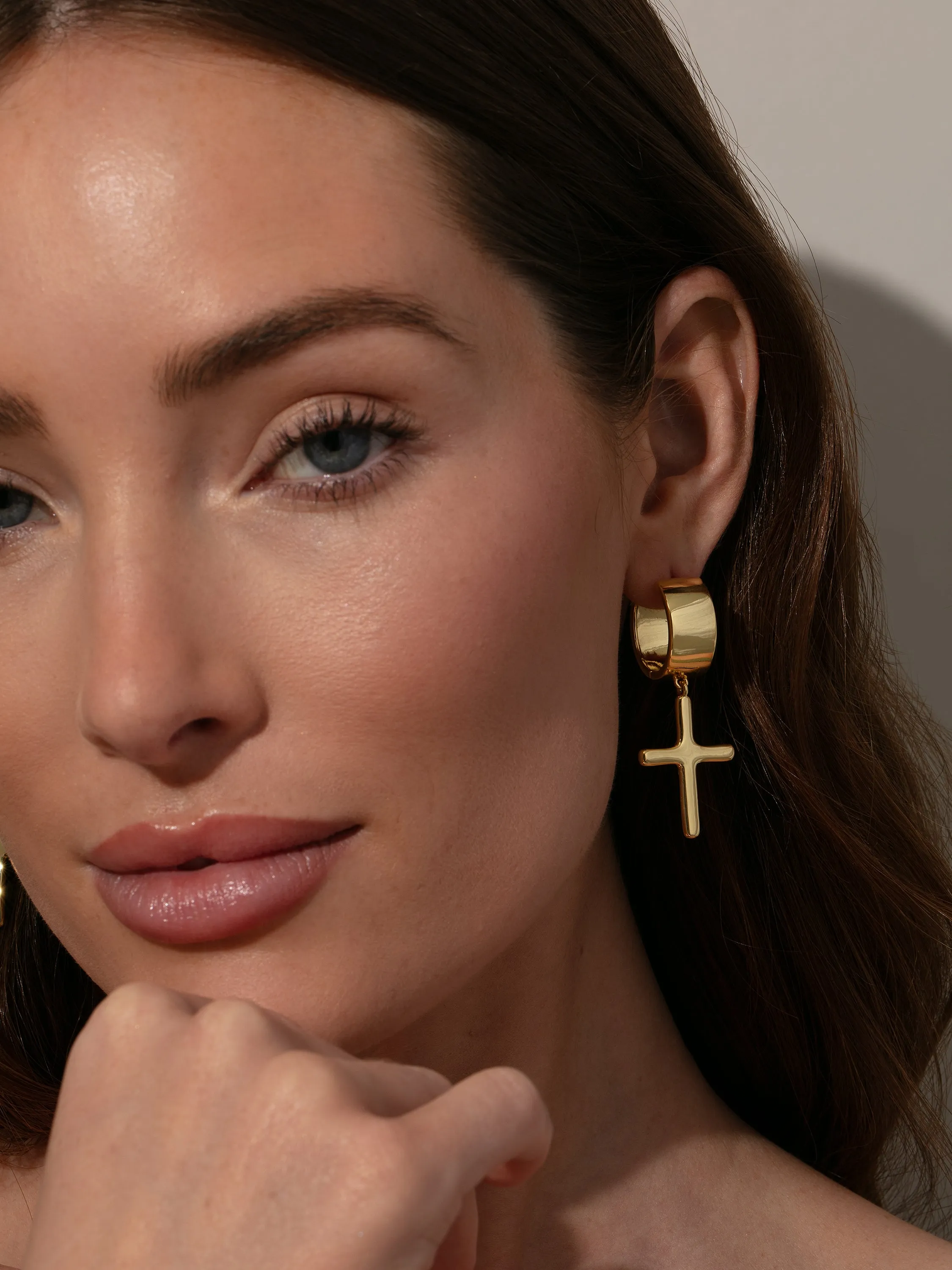 Chunky Cross Huggie Earrings