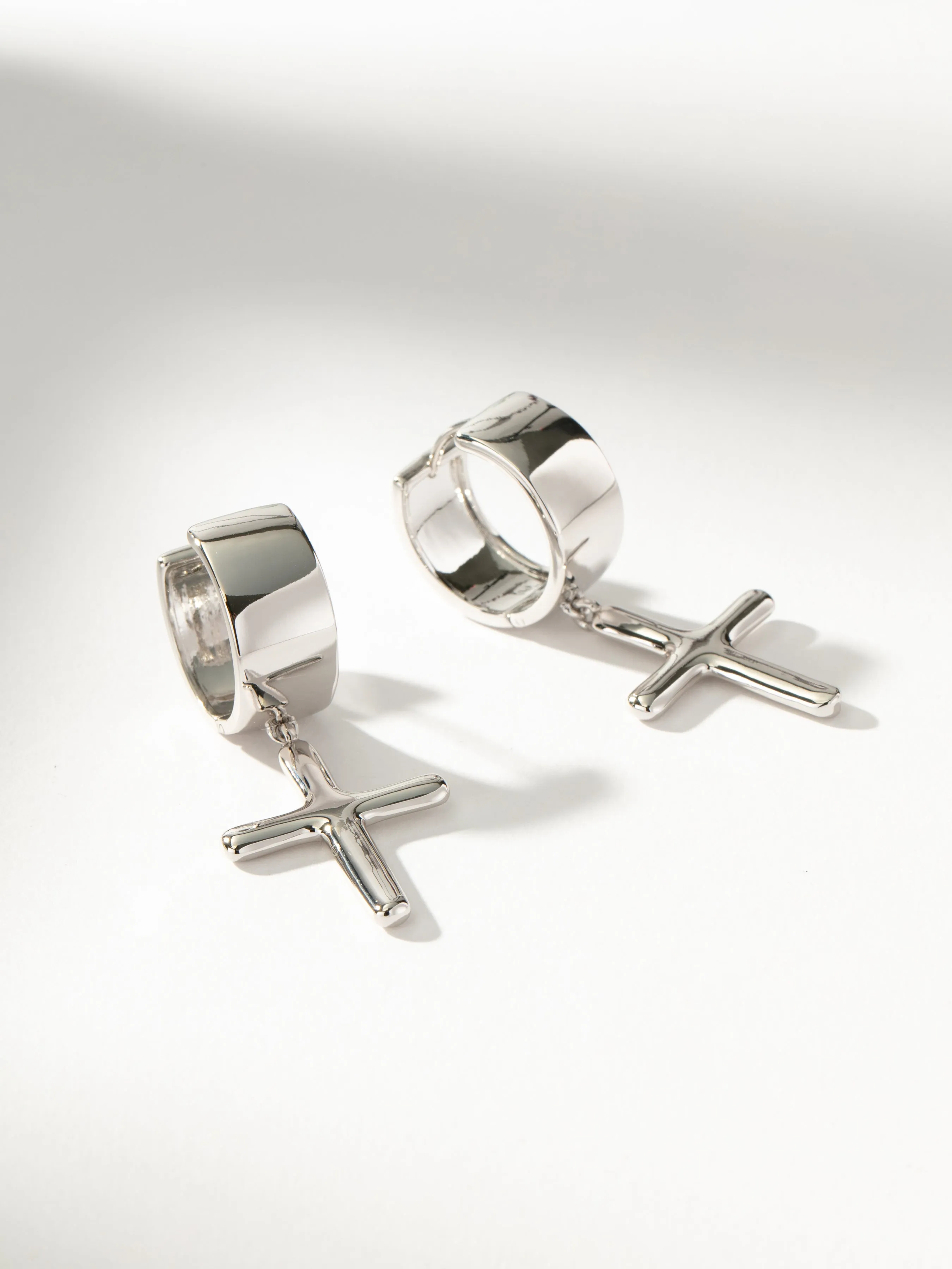 Chunky Cross Huggie Earrings