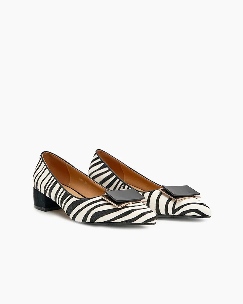 (Clean Up - US 9) Zebra Print Matching Color Pointed Toe Loafers