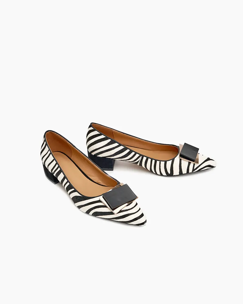 (Clean Up - US 9) Zebra Print Matching Color Pointed Toe Loafers