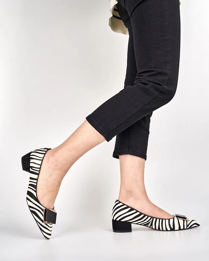 (Clean Up - US 9) Zebra Print Matching Color Pointed Toe Loafers