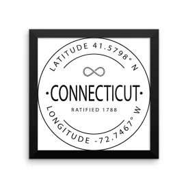 Connecticut - Framed Print - Latitude & Longitude