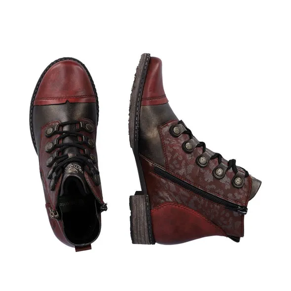 D4391-36 Ankle Lace/Zip Wine/Bronze