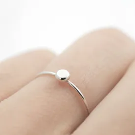 Dainty tiny flat ball Ring - Silver