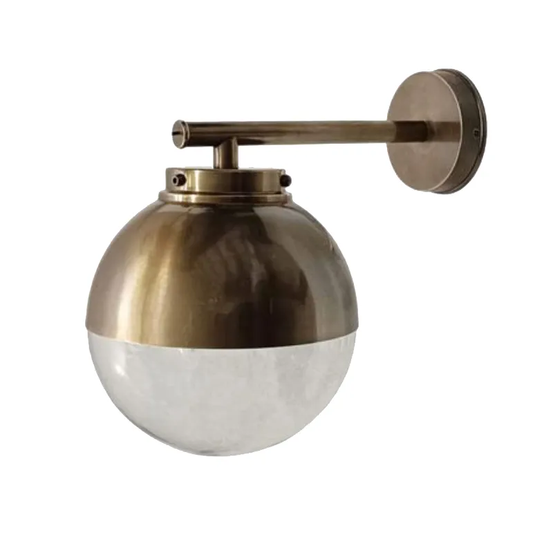 Dark Brass Outdoor Orb Wall Light