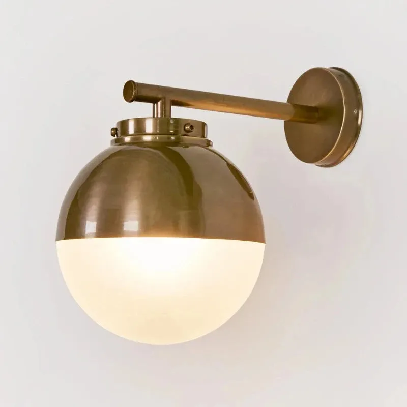 Dark Brass Outdoor Orb Wall Light