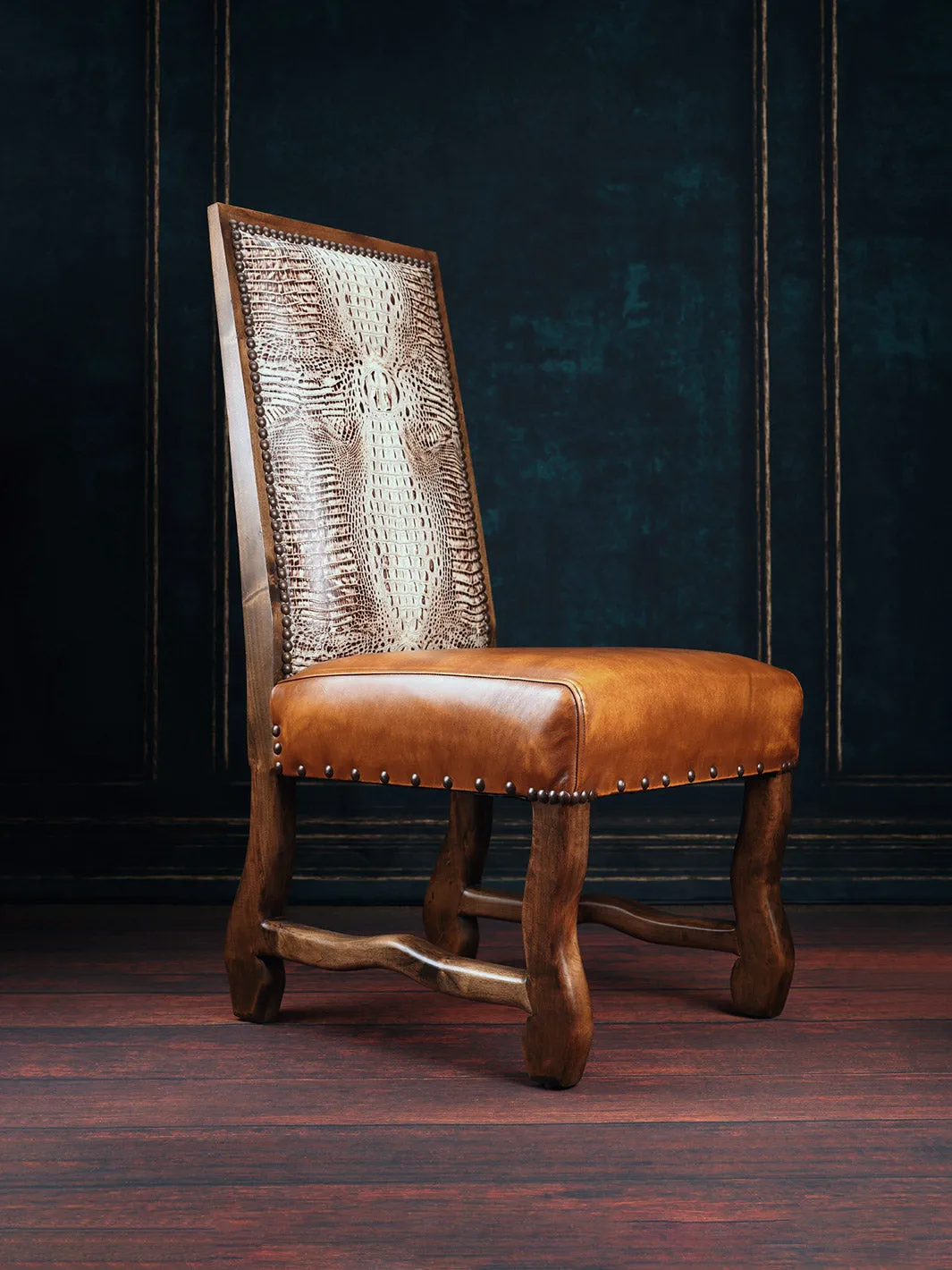 Delmonica Leather & Croc Side Chair