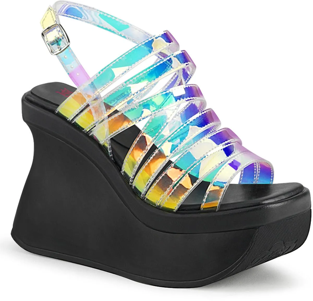 Demonia PACE-33 | Black Magic Mirror Sandals