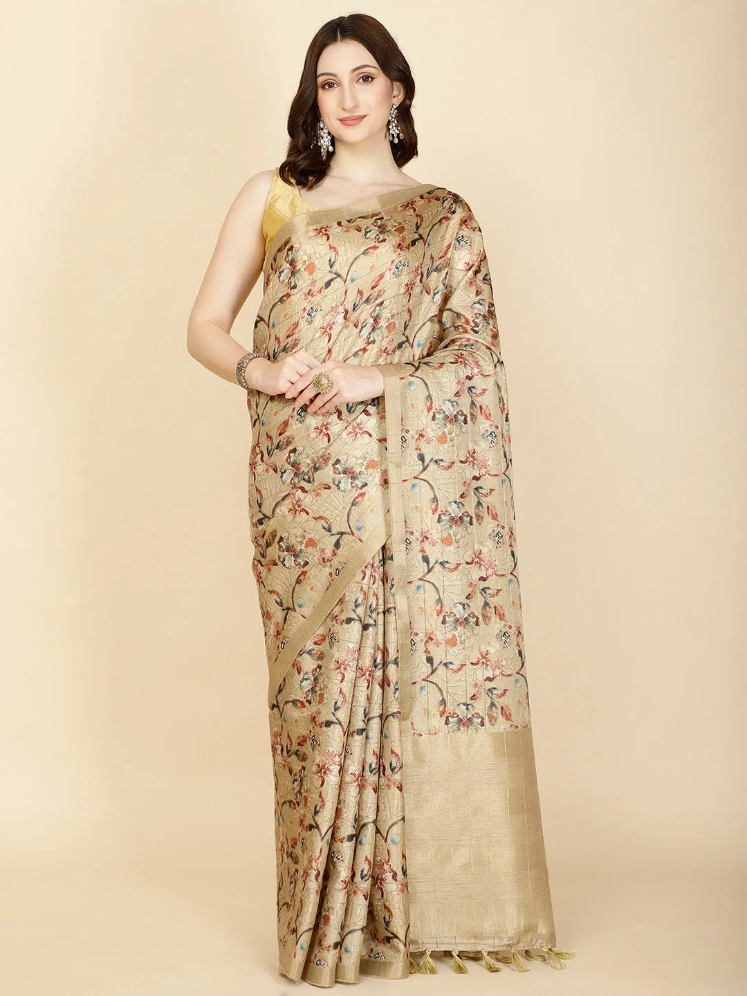 Digital Floral Printed Cotton Saree