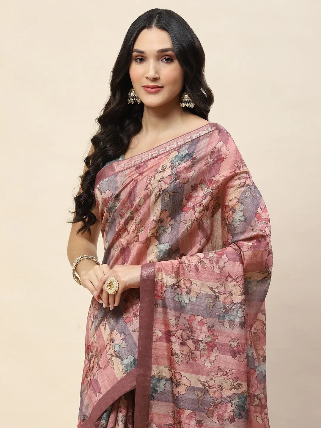 Digital Floral Printed Cotton Saree