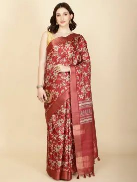 Digital Floral Printed Handloom Saree