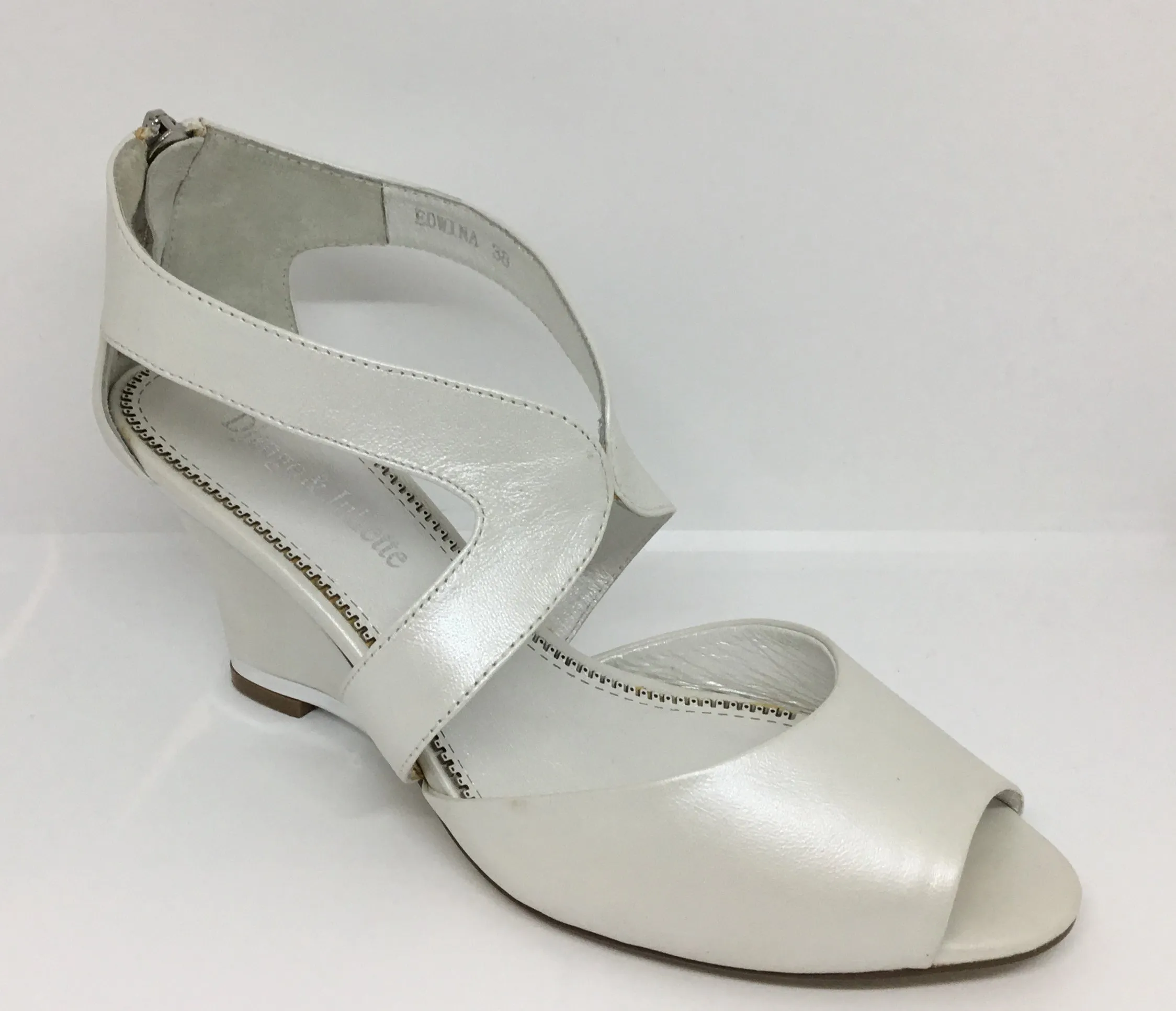 Django & Juliette Edwina White Pearl Leather Heel