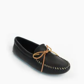 Double Deerskin Softsole Moccasin in Black