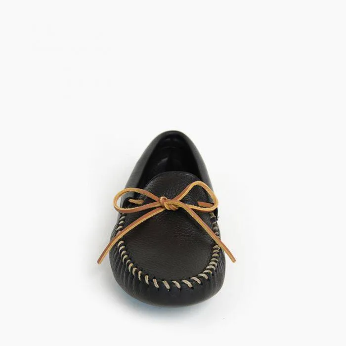 Double Deerskin Softsole Moccasin in Black