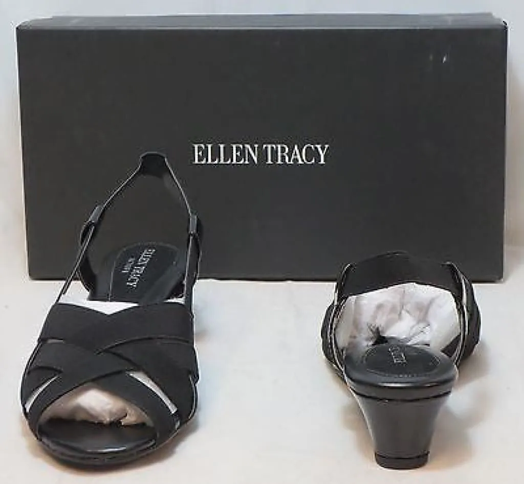 ELLEN TRACY Women's Jonas Sandal - Black Patent -  size 7M