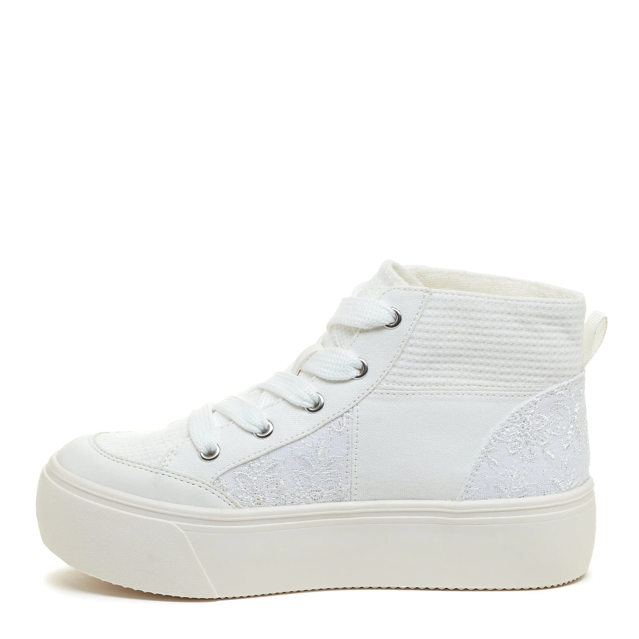 Flair White Patchwork Platform Trainers