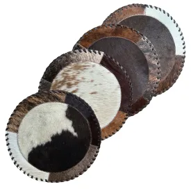 Gift of Leather Hair-On Hide 13" Round Placemat with Suede Backing