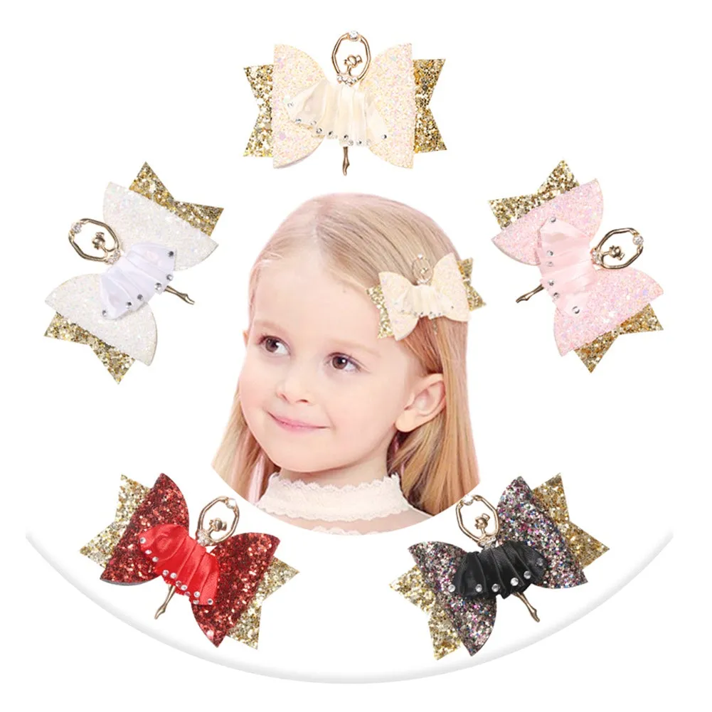 Glitter Ballerina Big Bow Hair Clip/Barrette