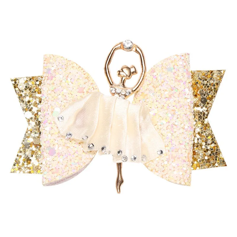 Glitter Ballerina Big Bow Hair Clip/Barrette