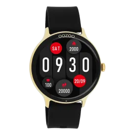 Gold coloured OOZOO smartwatch with black rubber strap - Q00132