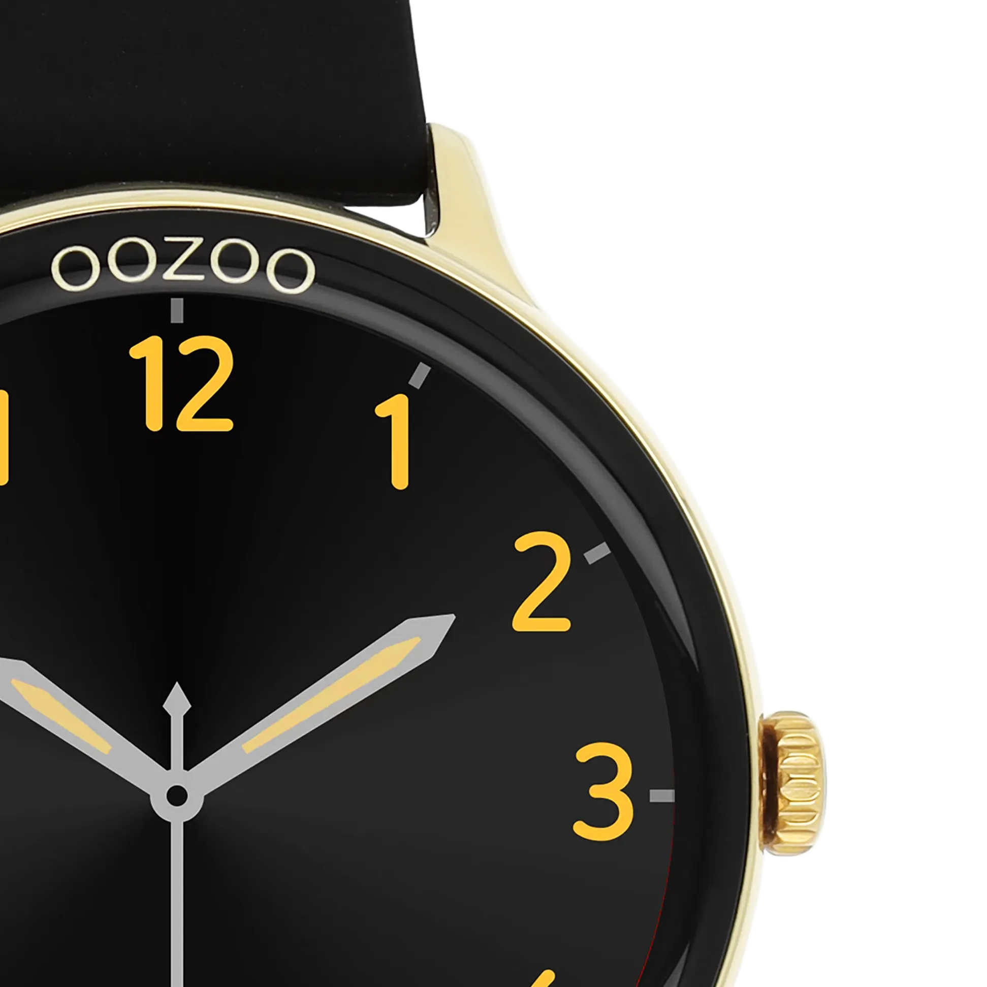 Gold coloured OOZOO smartwatch with black rubber strap - Q00132