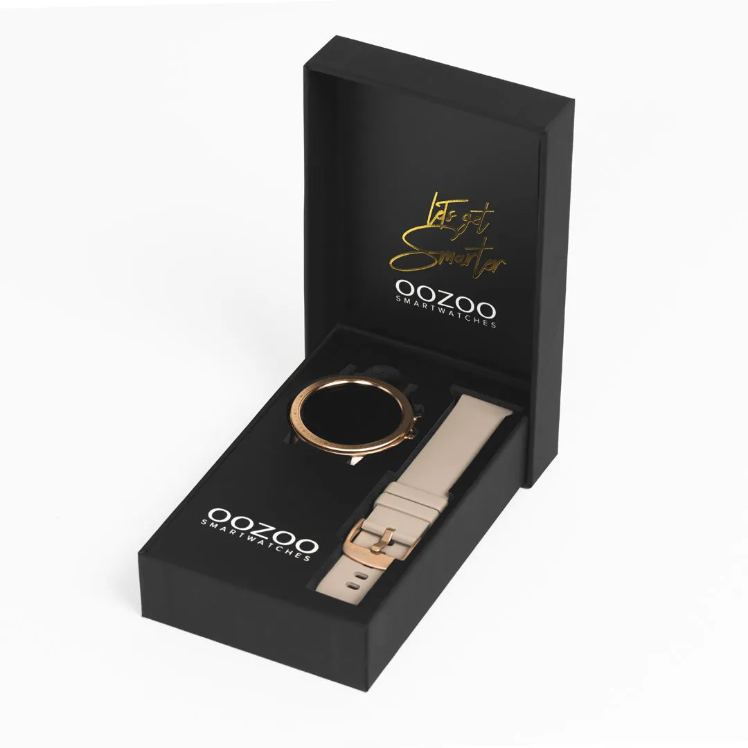 Gold coloured OOZOO smartwatch with stone grey rubber strap - Q00317