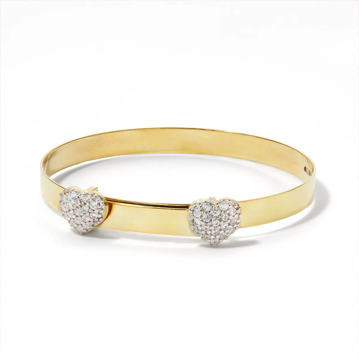 Gold Double Heart CZ Expandable Baby Bangle